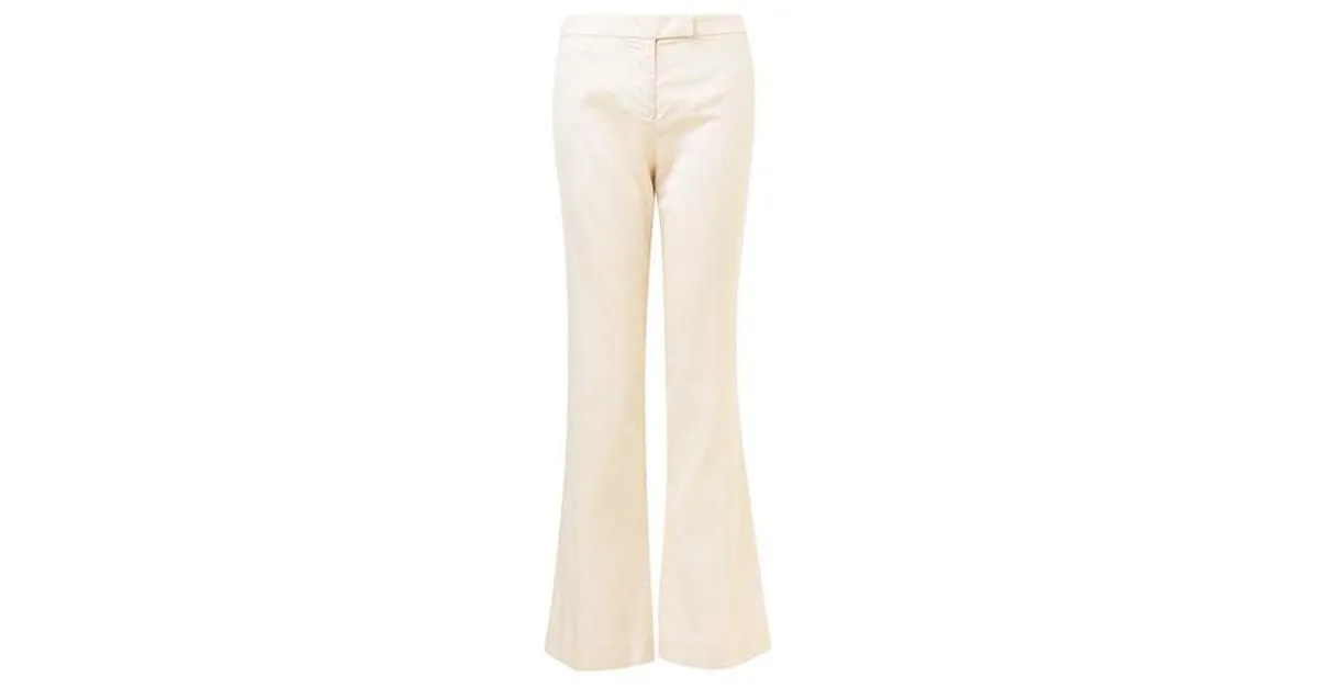 Alexander Mcqueen Pantalones De Seda Beige 