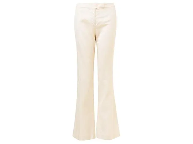 Alexander Mcqueen Pantalones De Seda Beige 