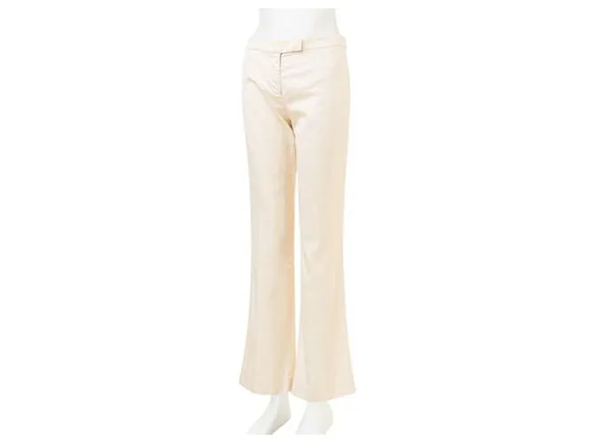 Alexander Mcqueen Pantalones De Seda Beige 