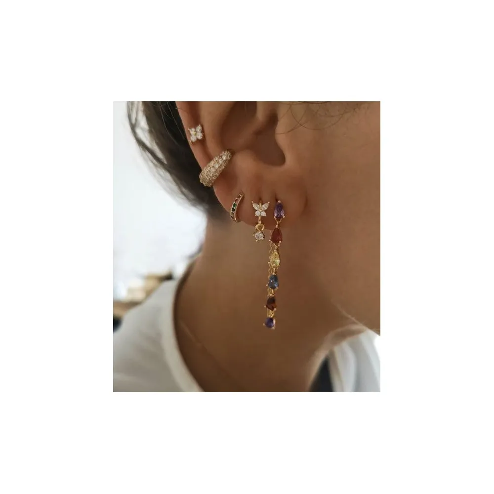 Aro Circonitas Multicolor Oro