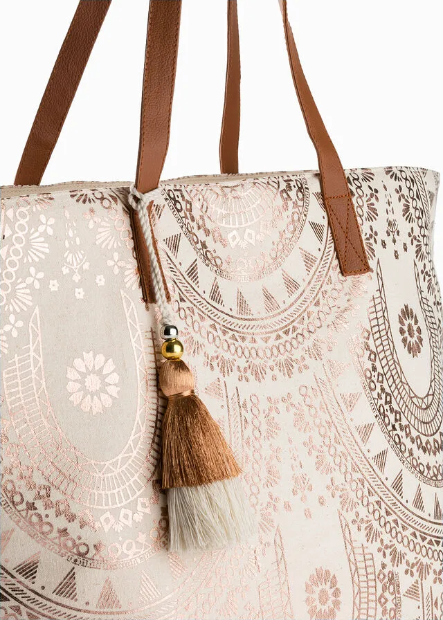BOLSO SHOPPER ORO ROSADOCREMA