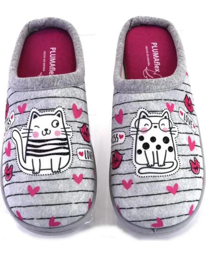 Calzado de casa PLUMAFLEX  de Mujer ROAL 12317 ZAPATILLAS DE CASA DE MUJER  GRIS