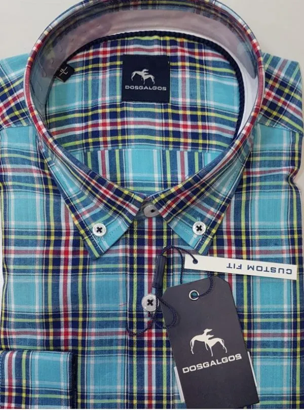 CAMISA DOS GALGOS 4459 CUADRO AZUL