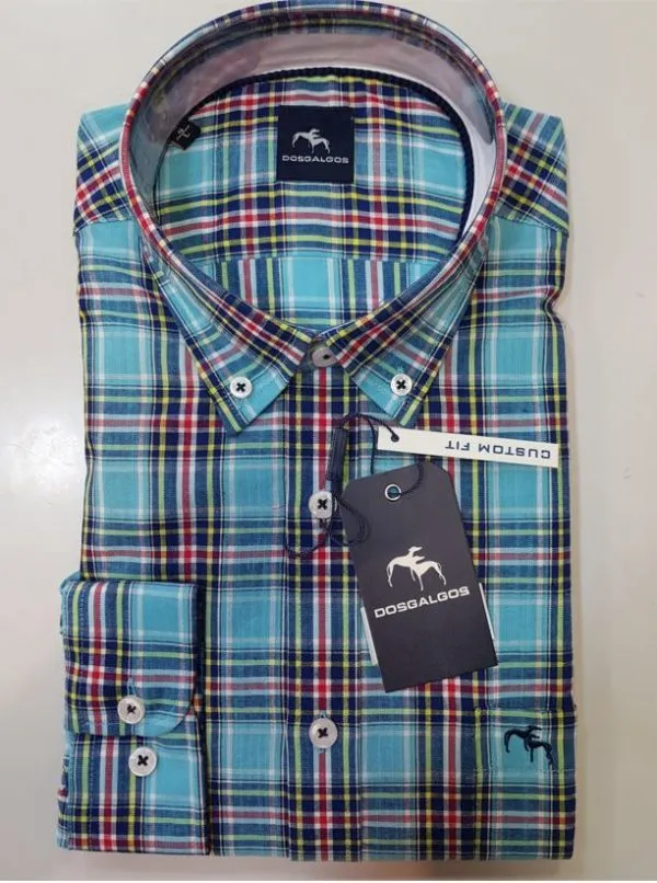 CAMISA DOS GALGOS 4459 CUADRO AZUL