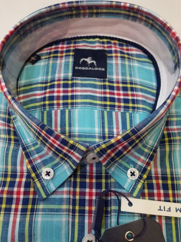 CAMISA DOS GALGOS 4459 CUADRO AZUL