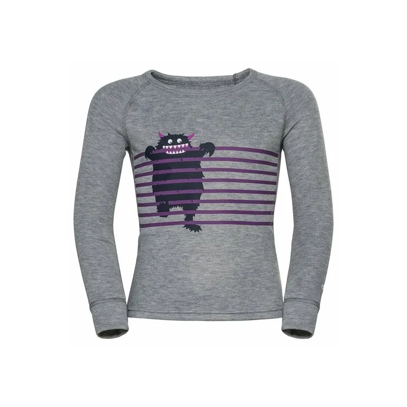 CAMISETA TéCNICA DE MANGA LARGA ODLO ACTIVE WARM ECO TREND KIDS (GRIS MELANGE  GRAPHIC) NIñO