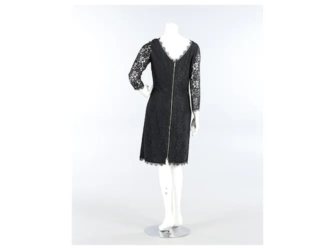 Diane Von Furstenberg Vestido largo de encaje negro Zarita de DvF 