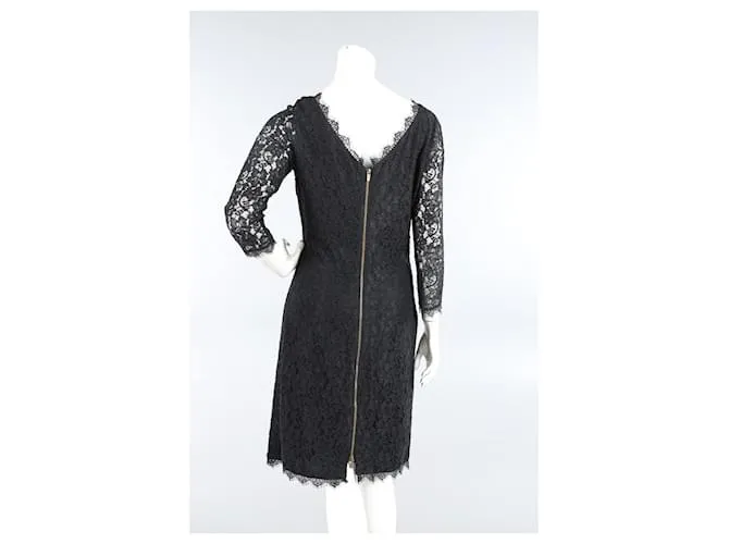 Diane Von Furstenberg Vestido largo de encaje negro Zarita de DvF 
