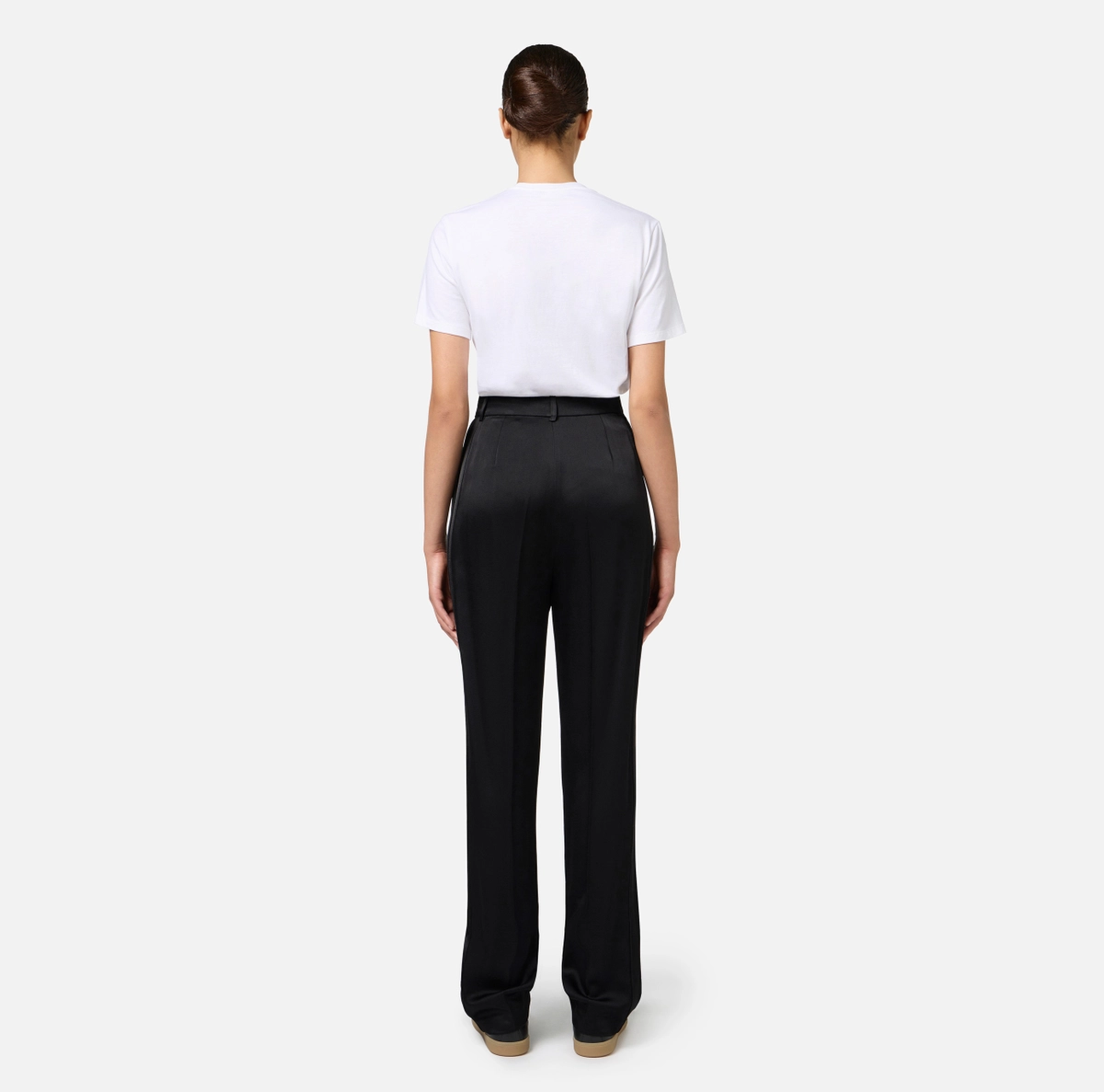 Elisabetta Franchi pantalón recto de satén con bandas de raso
