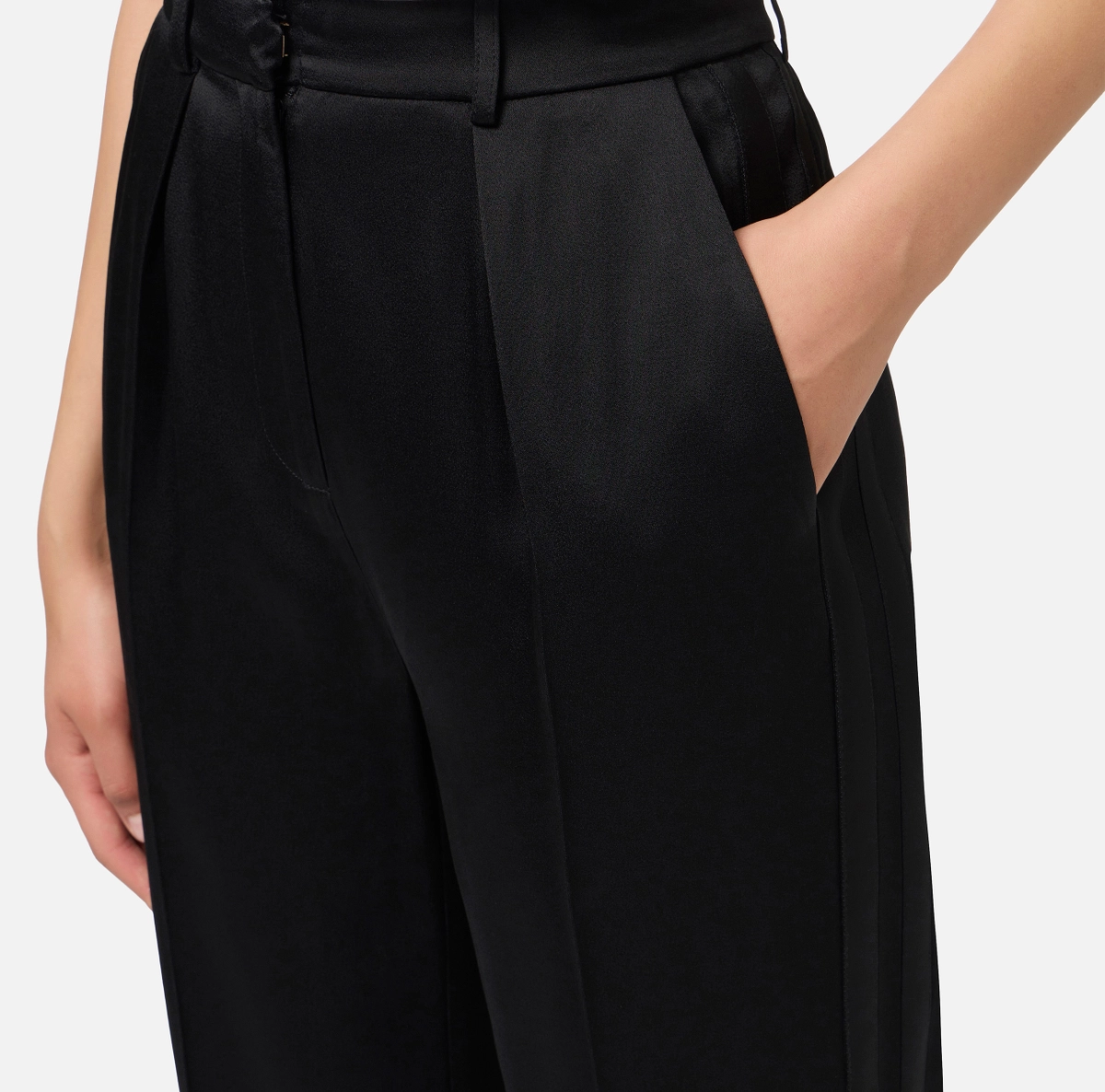 Elisabetta Franchi pantalón recto de satén con bandas de raso