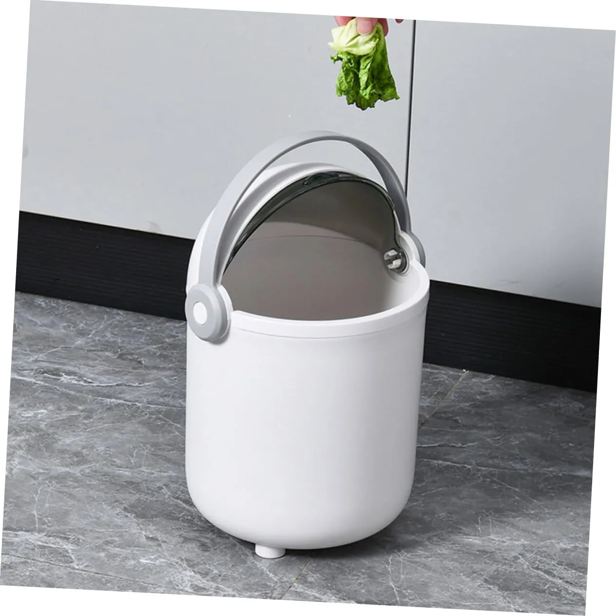 FONDOTIN Cubo De Basura De Cocina Con Tapa Abatible Cubo De Basura De Plástico Con Asa Para Baño Y Cocina
