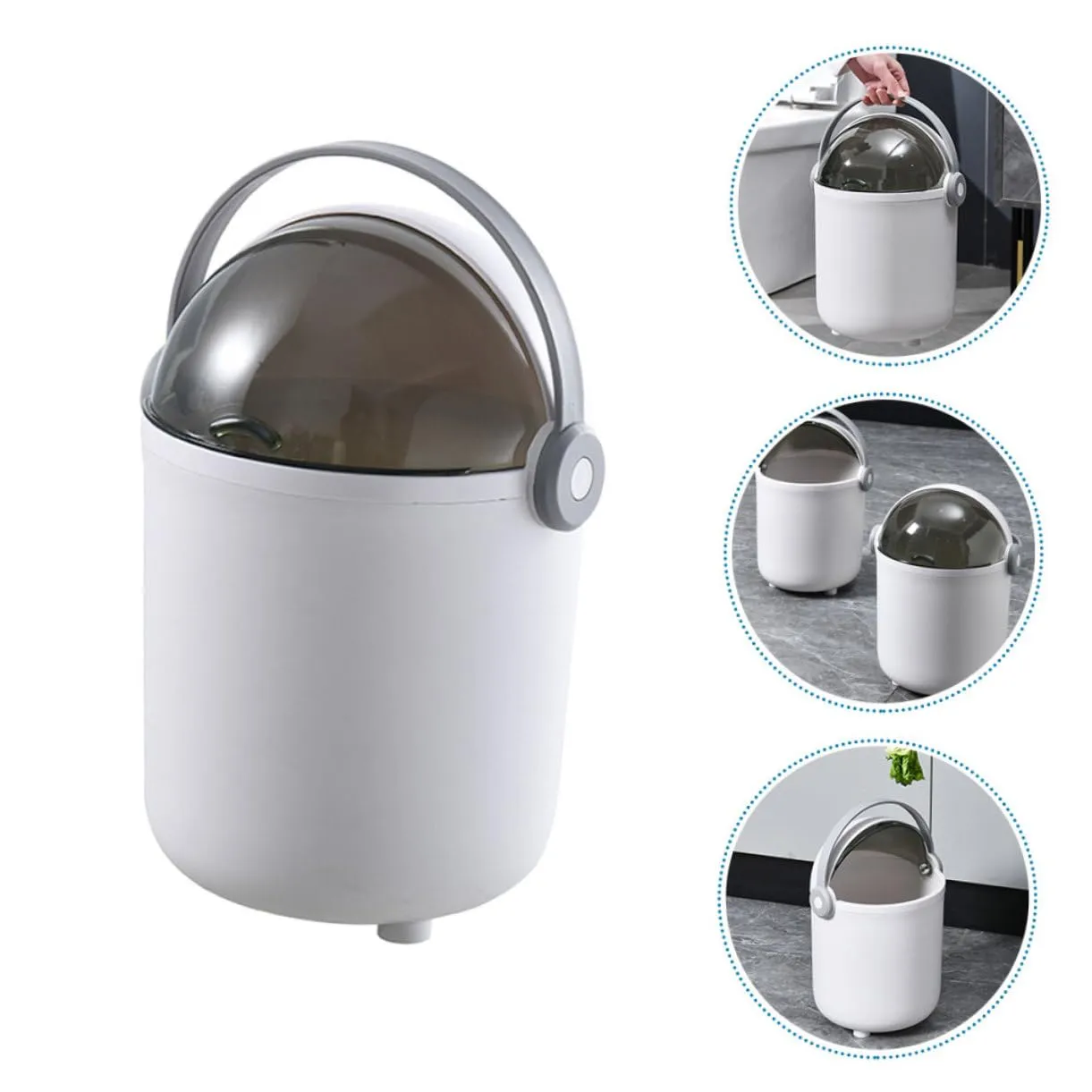 FONDOTIN Cubo De Basura De Cocina Con Tapa Abatible Cubo De Basura De Plástico Con Asa Para Baño Y Cocina