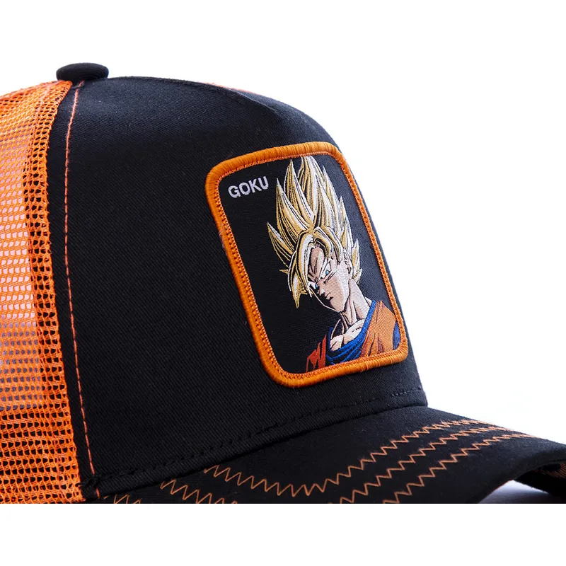 Gorra trucker negra y naranja Son Goku Super Saiyan GO3 Dragon Ball de Capslab