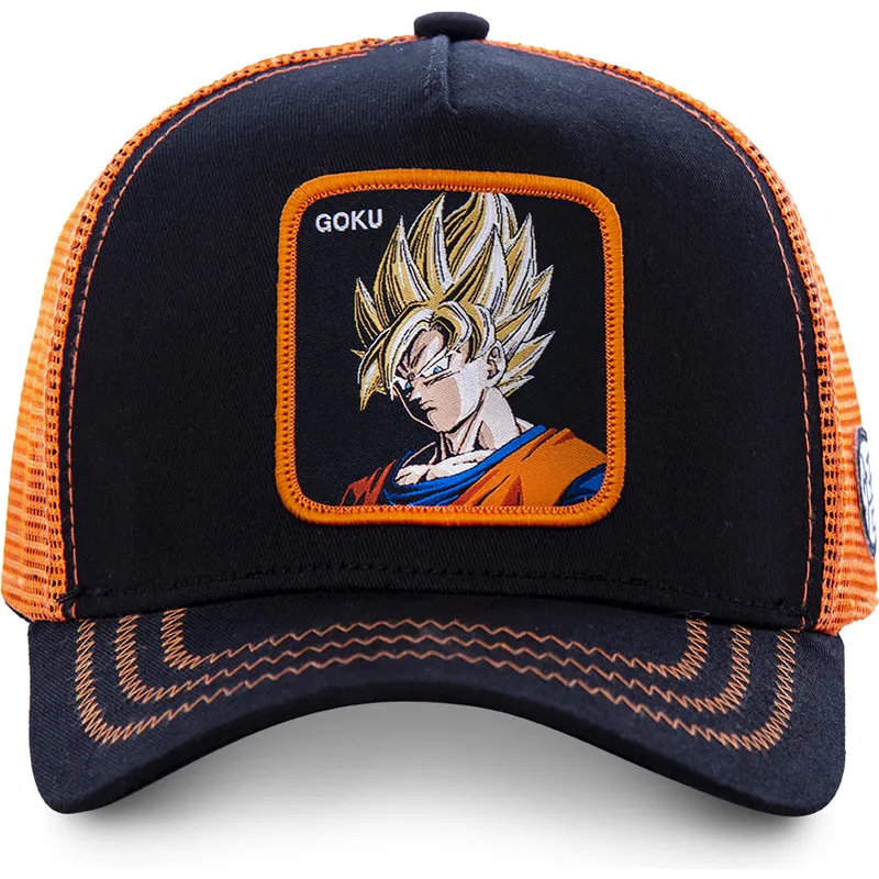Gorra trucker negra y naranja Son Goku Super Saiyan GO3 Dragon Ball de Capslab