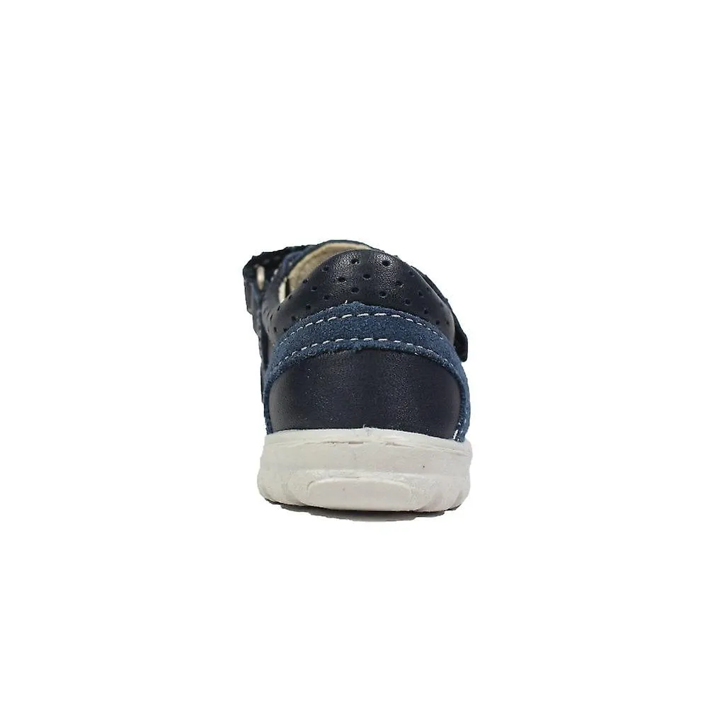 Kids Ricosta Kaspi | Blue Leather | Boys Rip Tape Closed In Sandals