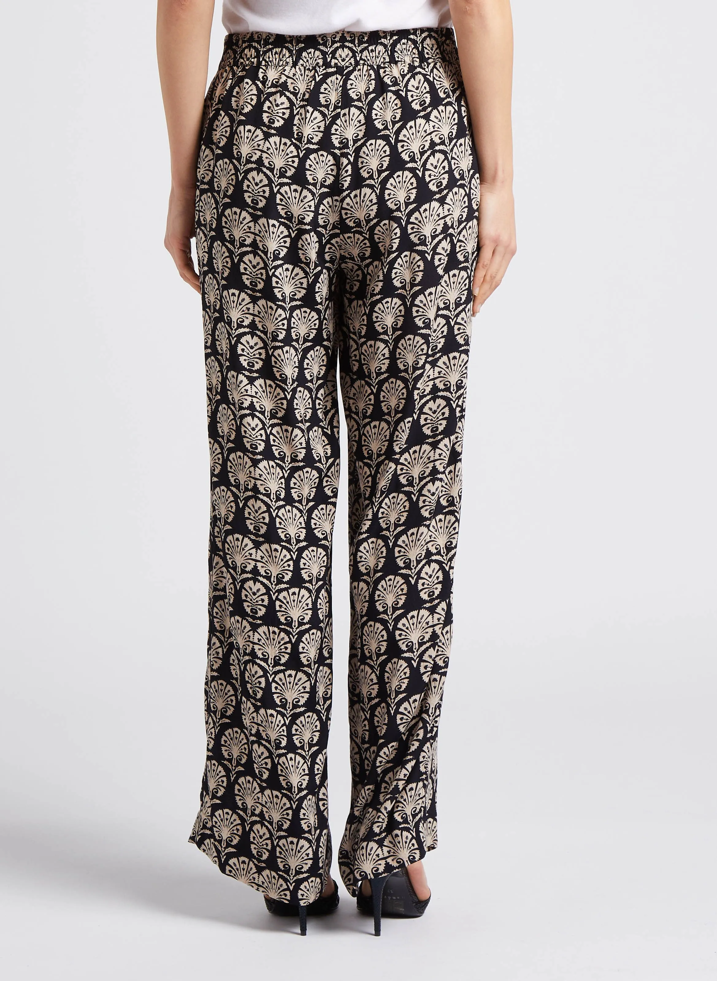 LEANA BIS  PANTALóN FLUIDO ESTAMPADO EN NEGRO