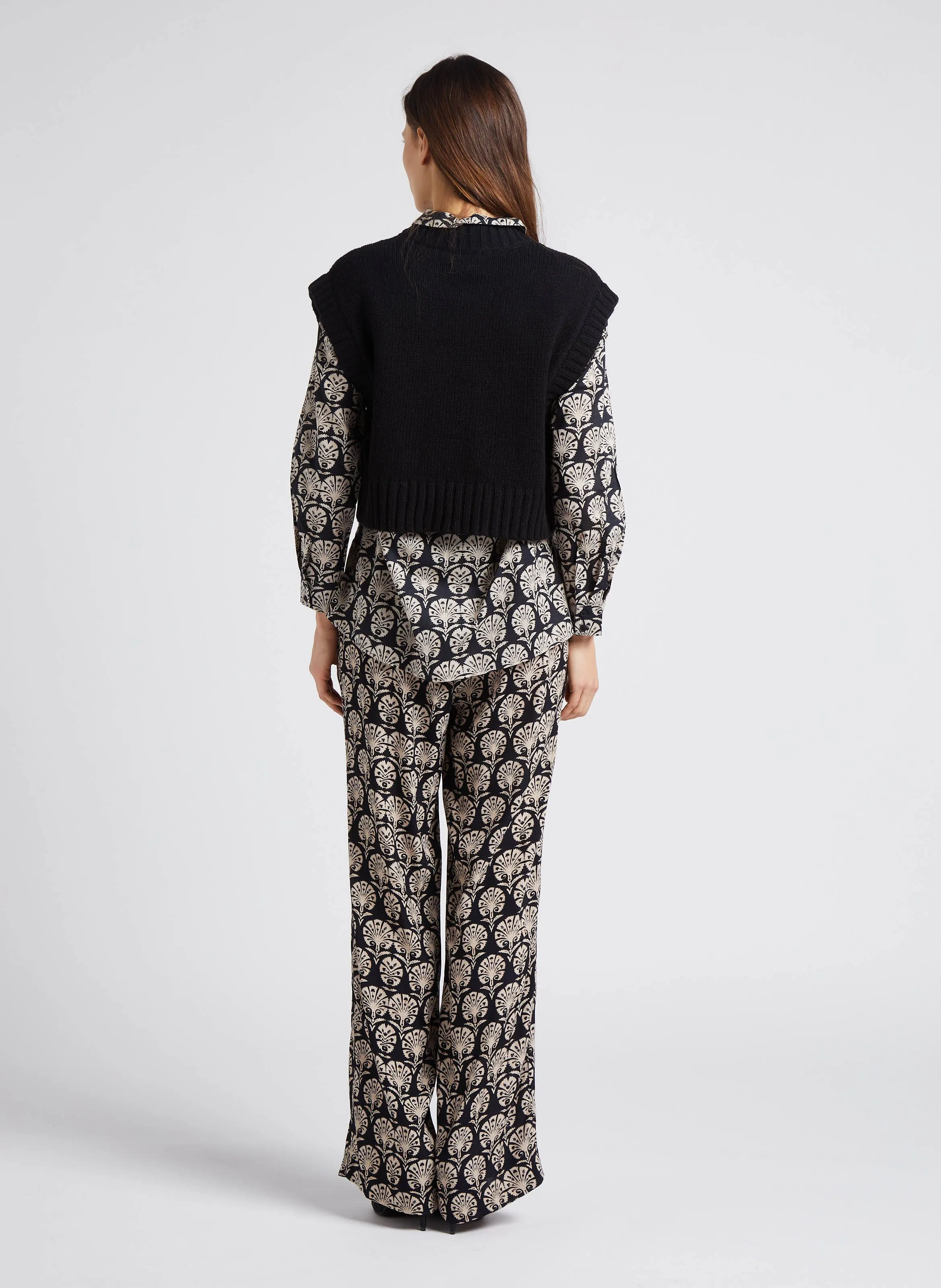 LEANA BIS  PANTALóN FLUIDO ESTAMPADO EN NEGRO