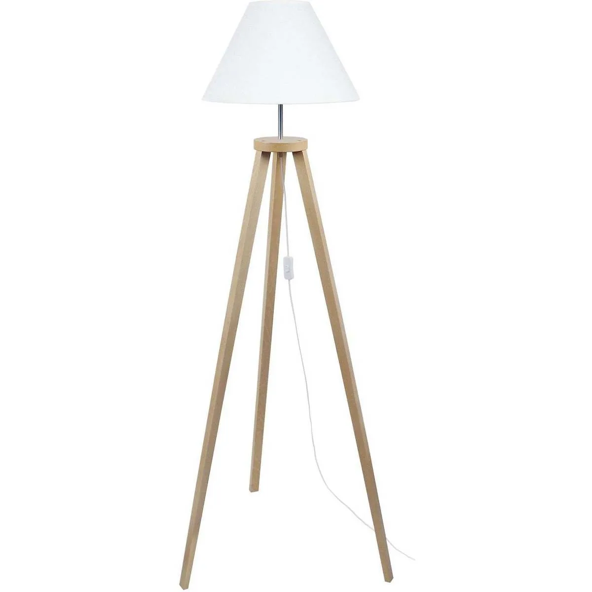 Lámpara de pie pirámide madera natural y blanco