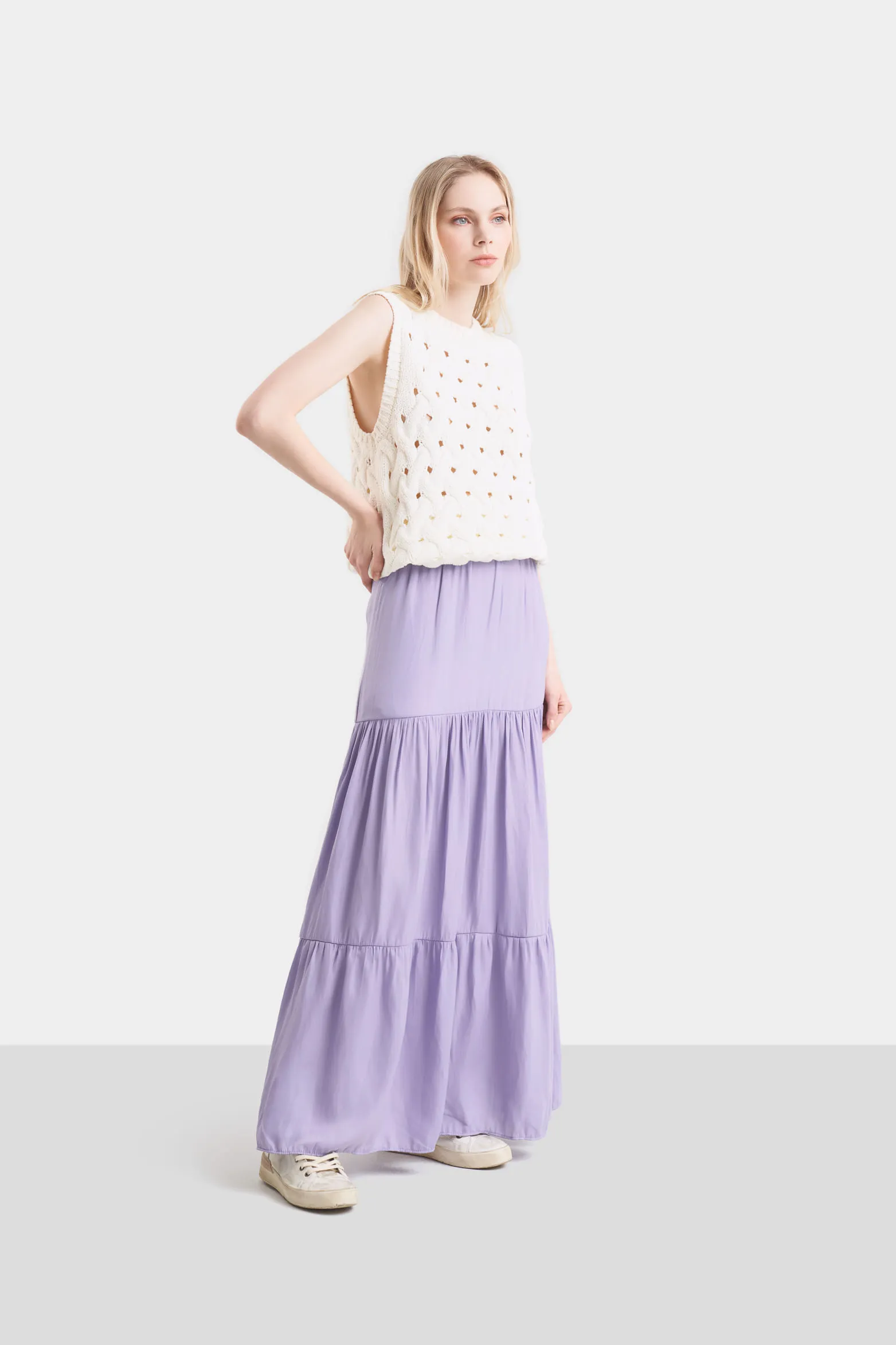 Maxi falda adana para mujer capas y recogidos