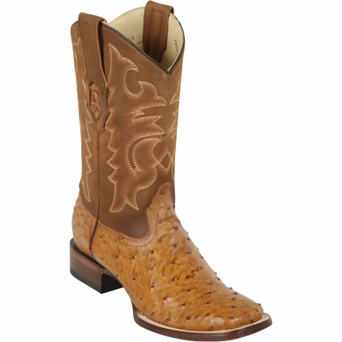 MEN'S LOS ALTOS OSTRICH SKIN WIDE SQUARE TOE BOOTS  AMBER 8220354