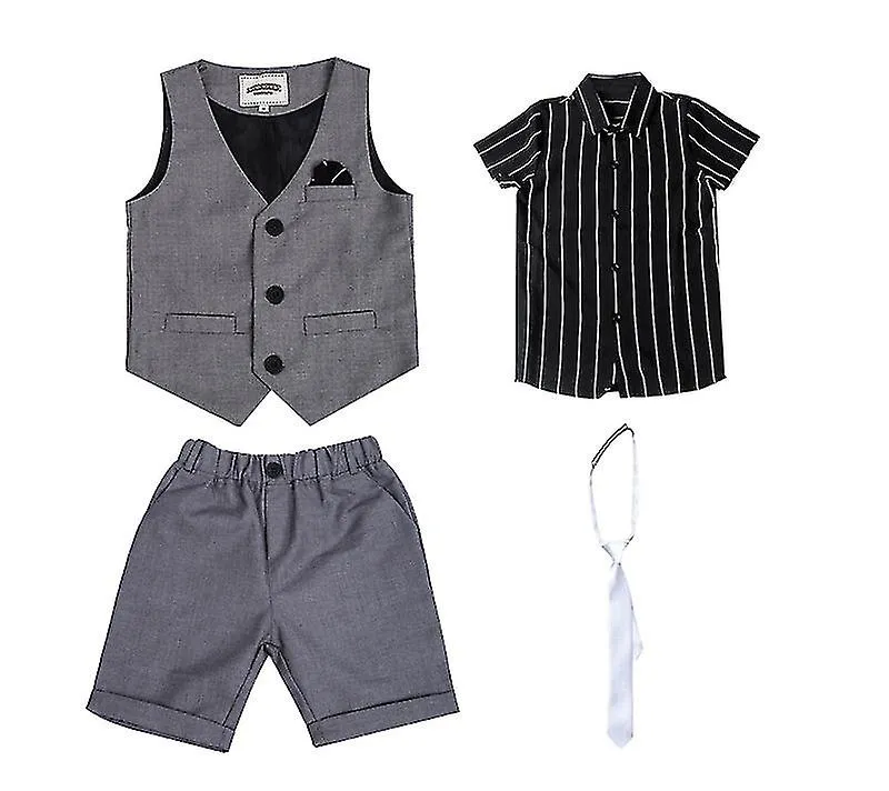 Miman Boy's Tuxedos Toddler Formal Suits Set Kids Slim Fit Suit For Weddings