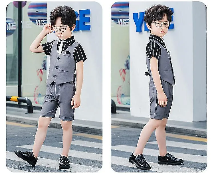 Miman Boy's Tuxedos Toddler Formal Suits Set Kids Slim Fit Suit For Weddings