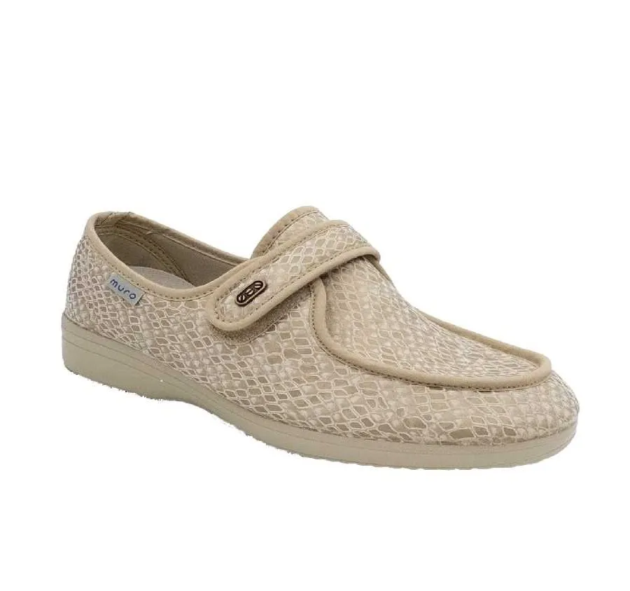 MOCASÍN MURO 827 PLAYERA VERANO ANATÓMICA DE CALLE PARA MUJER VELCRO LICRA BEIG PLANTILLA EXTRAÍBLE ARNEPLANT 27694
