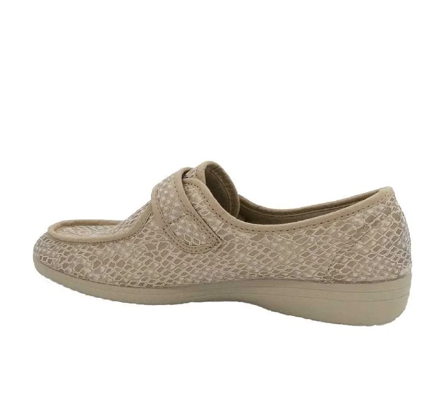 MOCASÍN MURO 827 PLAYERA VERANO ANATÓMICA DE CALLE PARA MUJER VELCRO LICRA BEIG PLANTILLA EXTRAÍBLE ARNEPLANT 27694