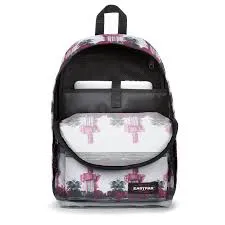 MOCHILA EASTPAK Out Of Office 27L. con bolsillo ordenador Ref. EK76765T Urban Pink Paisaje urbano blanca y rosa flores