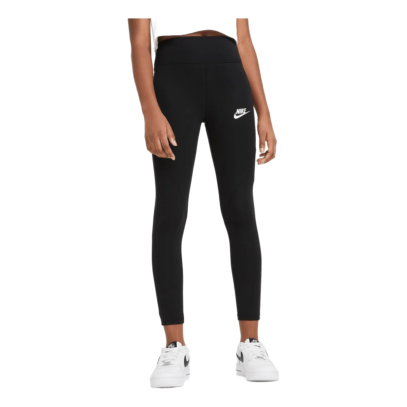 NIKE SPORTSWEAR FAVORITES BIG KIDS' (GIRLS') HIGHWAISTED LEGGINGS BLACK/WHITE