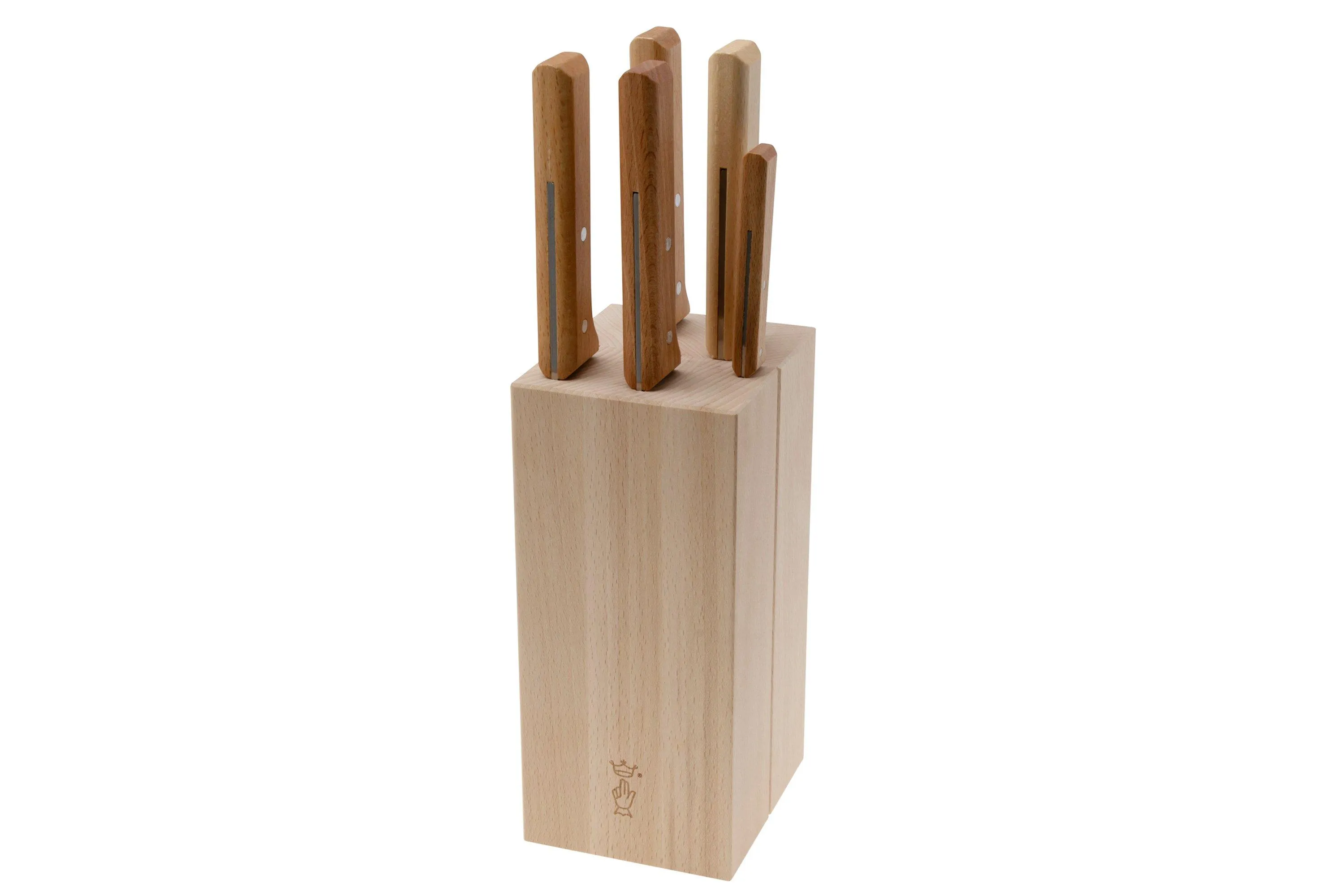 Opinel Parallèle 2403, juego de cuchillos de carne de 5 piezas con bloque