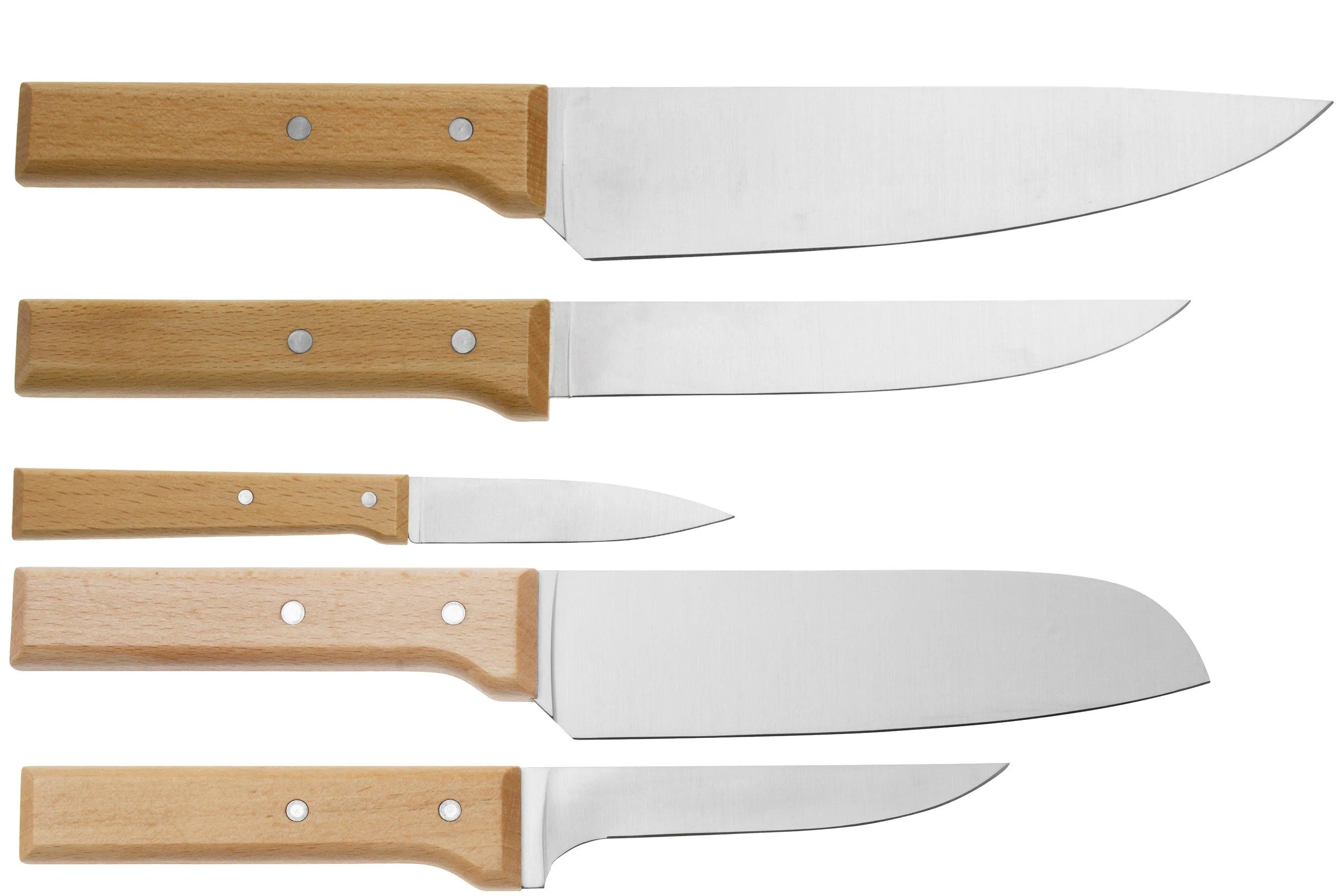 Opinel Parallèle 2403, juego de cuchillos de carne de 5 piezas con bloque