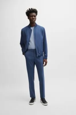 Pantalones de corte moderno de mezcla de lana elástica técnica