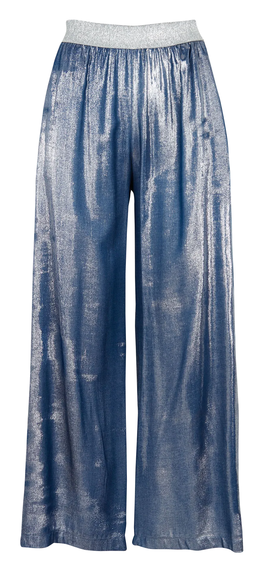 Pantalón ancho de tiro alto en azul