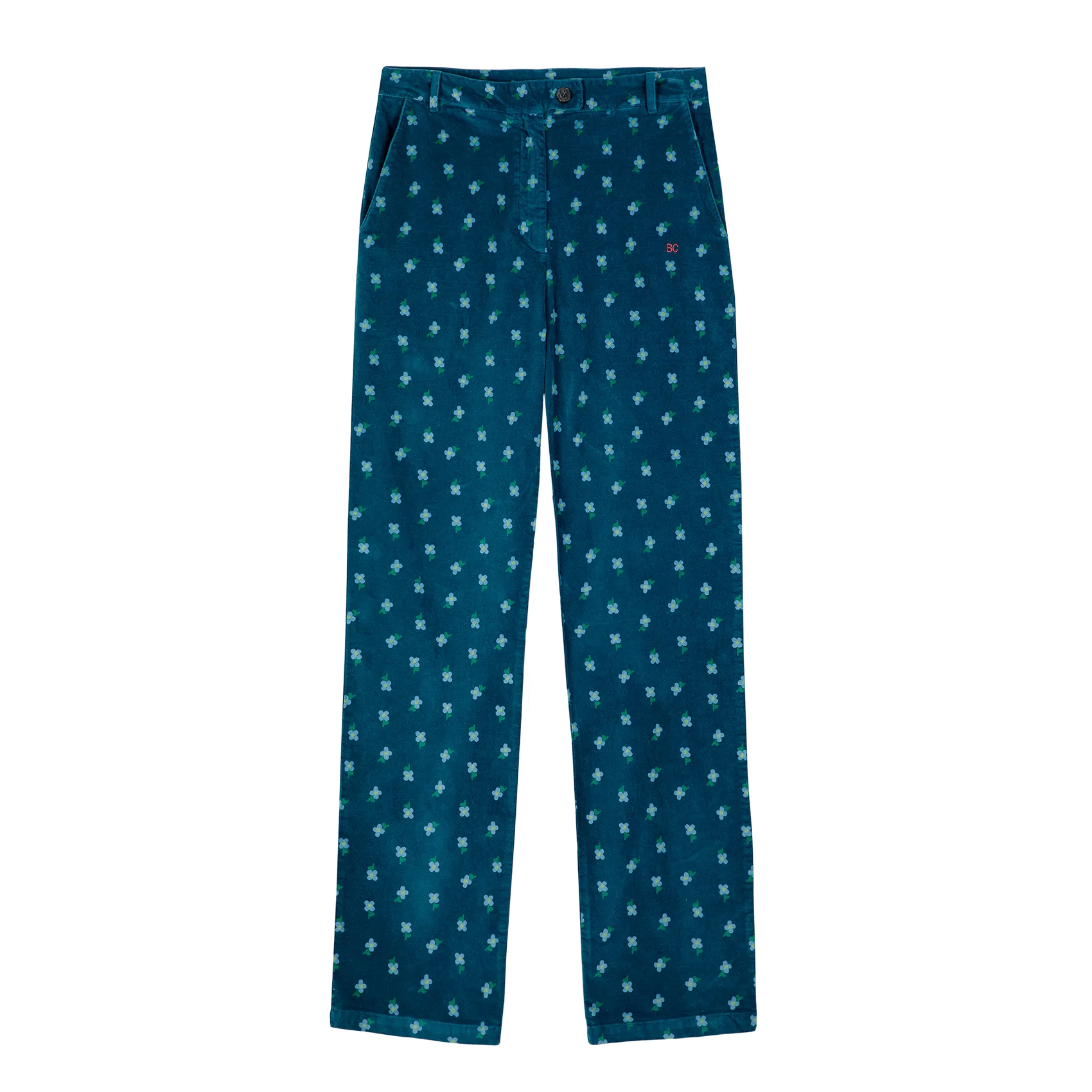 Pantalón recto estampado de mezcla de algodón en azul