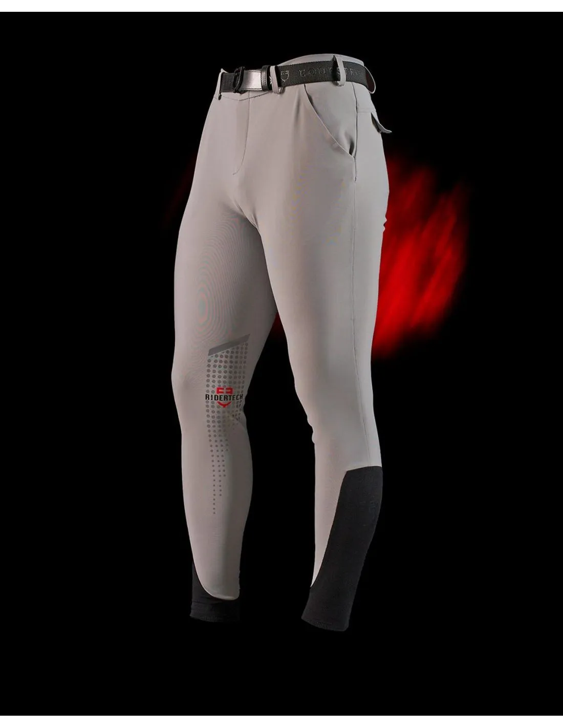Pantalón Slim Fit Breeches Hombre Equestro Ridertechnology Gris