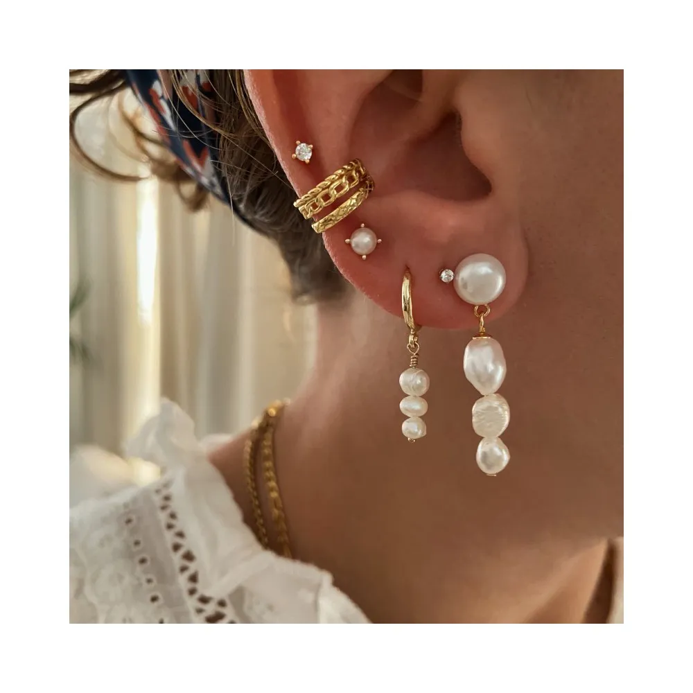 Pendiente Biser Oro (5 mm)