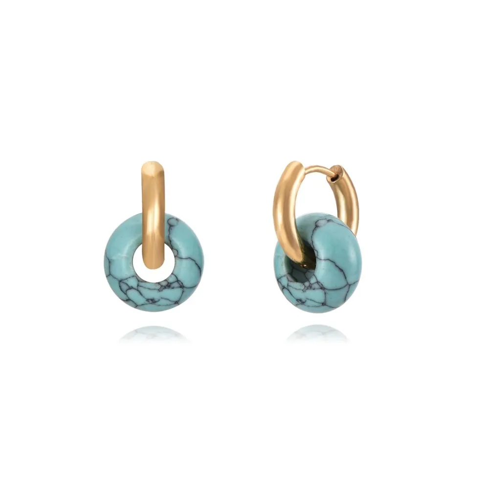 Pendientes Aros Ginette Turquesa Oro (PAR)
