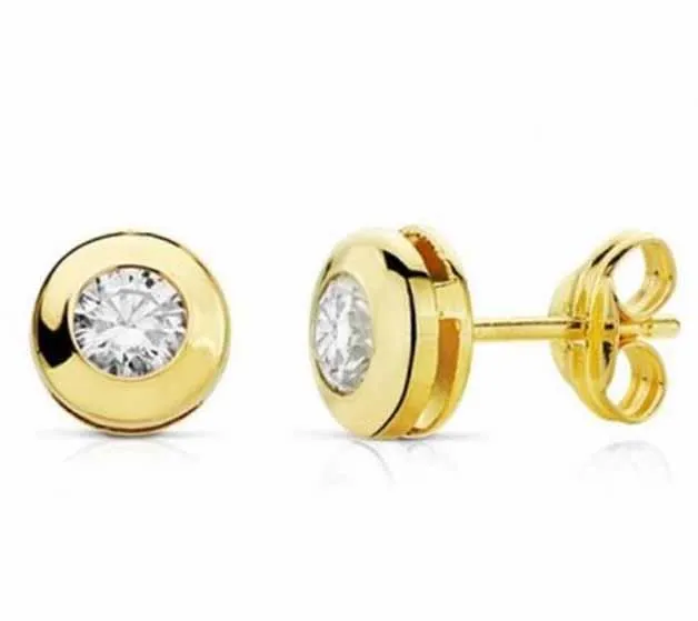 Pendientes Oro 18k Chatón Circonita 5mm