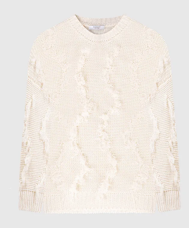 Peserico Beige sweater with linen with a textured pattern