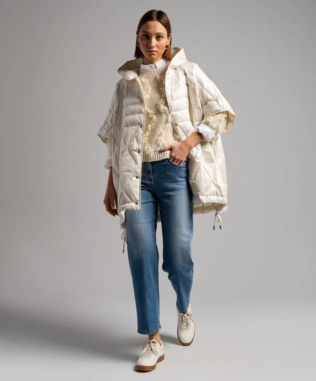 Peserico Beige sweater with linen with a textured pattern