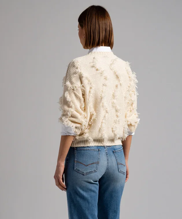 Peserico Beige sweater with linen with a textured pattern