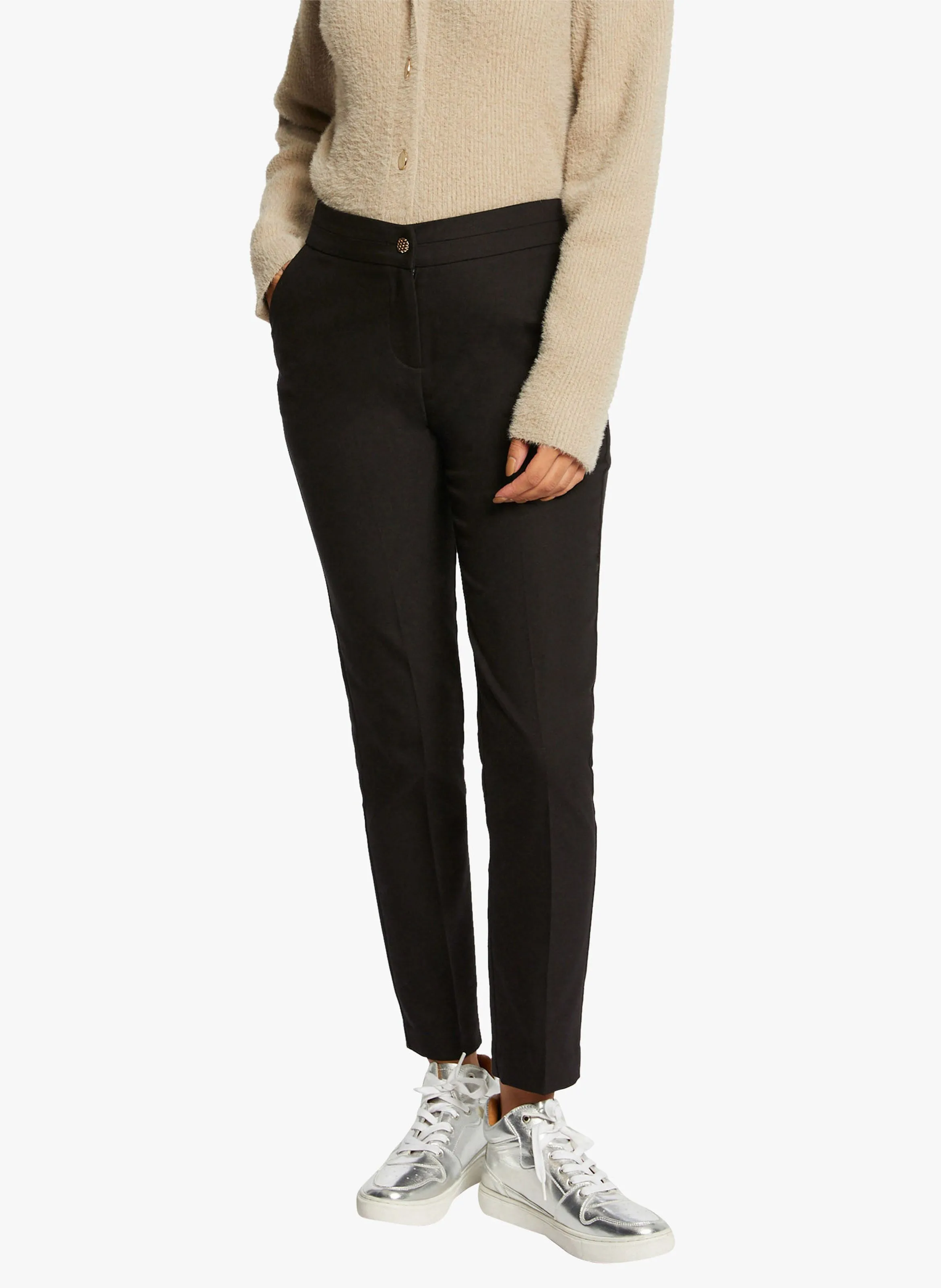 PLIME.F  PANTALóN SLIM TOBILLERO DE MEZCLA DE ALGODóN EN NEGRO