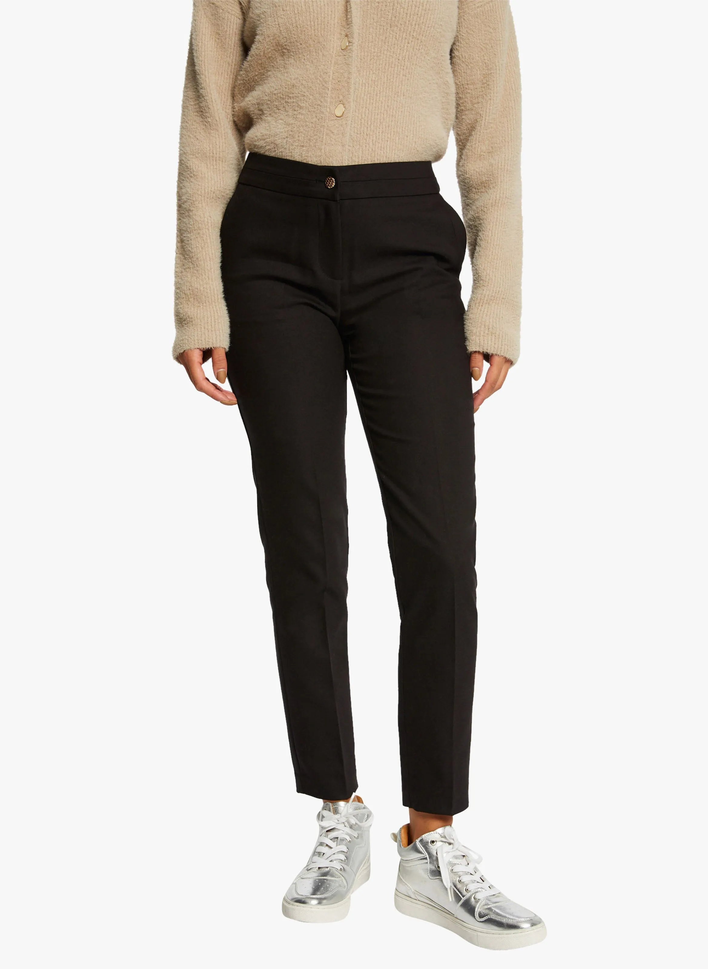 PLIME.F  PANTALóN SLIM TOBILLERO DE MEZCLA DE ALGODóN EN NEGRO