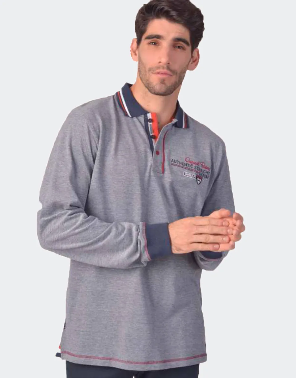 Polo sport hombre punto piqué manga larga detalle bordado en pecho ‘Original Brand PRIVATA’