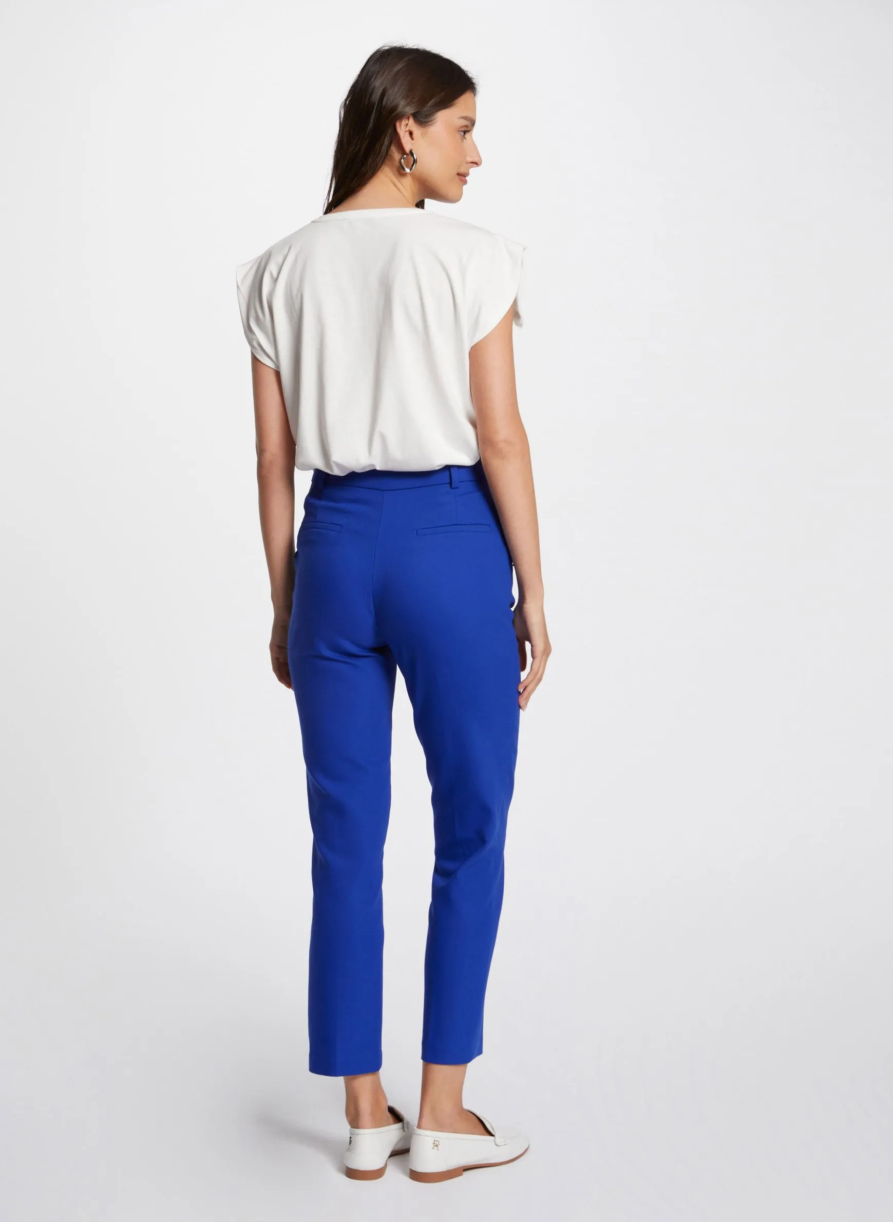 PRATY.F  PANTALóN AJUSTADO 7/8 CON BOTONES DE MEZCLA DE ALGODóN EN AZUL