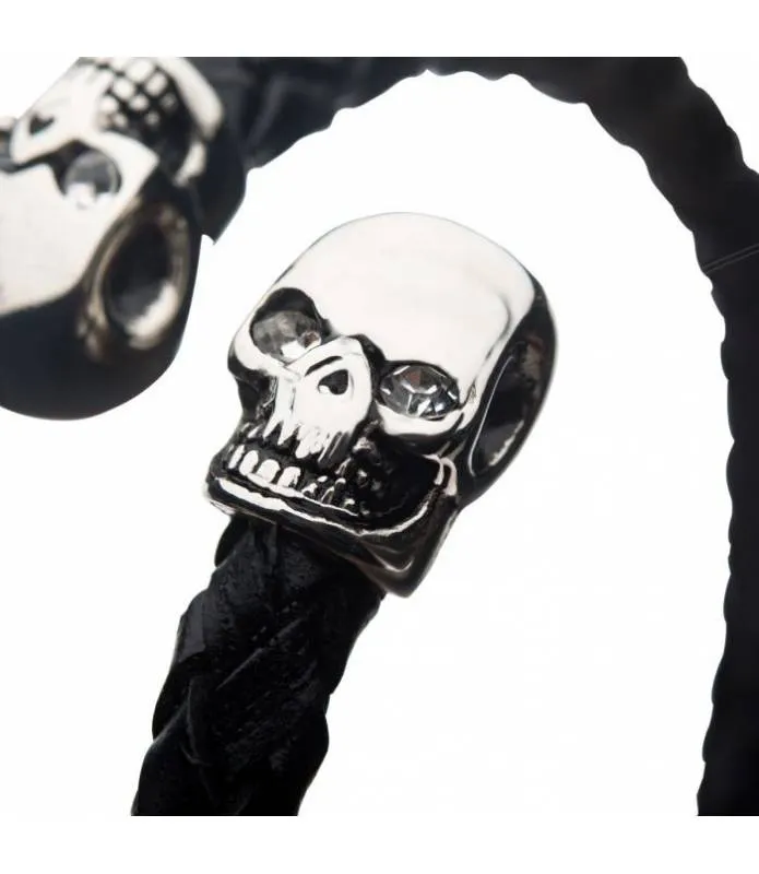 Pulsera/Brazalete cuero calaveras acero inoxidable Inox BR01581