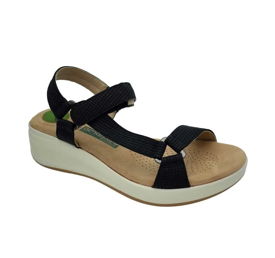 SANDALIA AMARPIES ABZ21333 TIRAS CONFORT TIRAS VELCRO ZAPATO DE MUJER PUNTERA ABIERTA NEGRA PLANTA ACOLCHADA 27068