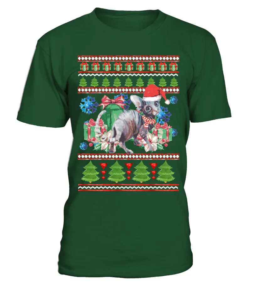 Sphynx Cat Ugly Christmas Sweater Camiseta cuello redondo Unisex