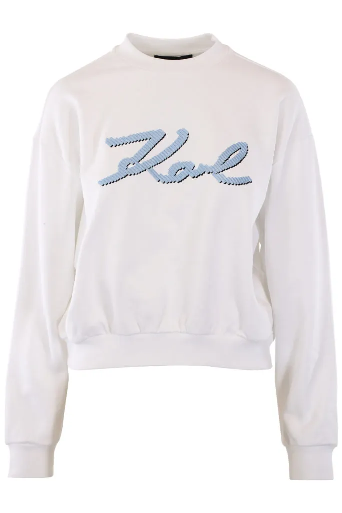 Sudadera blanca con logo azul bordado